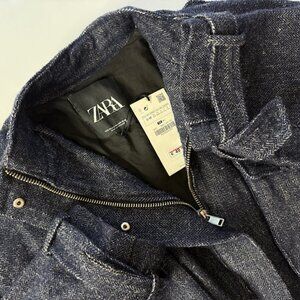 Zara Jacket Woman's Herringbone Cropped Raw Hem Bomber US S-M